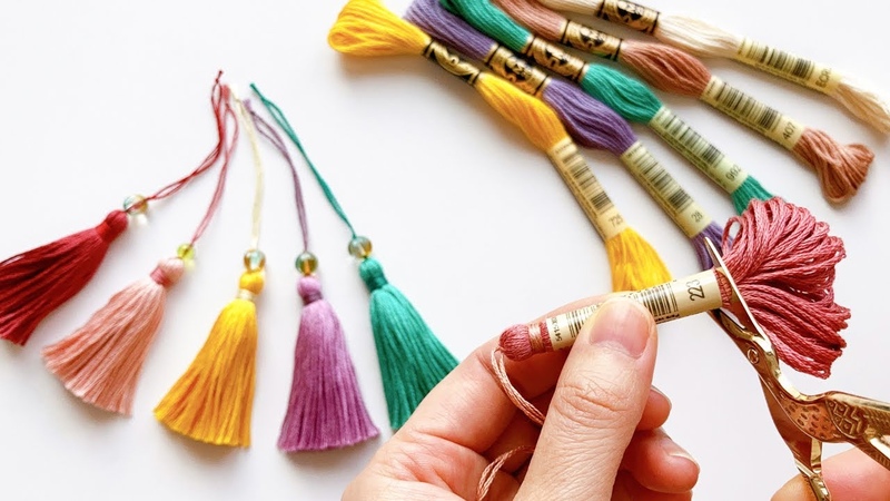 簡単】タッセルの作り方 - 刺繍糸で作る可愛い小物・房飾り・髪飾りに 簡単】タッセルの作り方 - 刺繍糸で作る可愛い小物・房飾り・髪飾りに